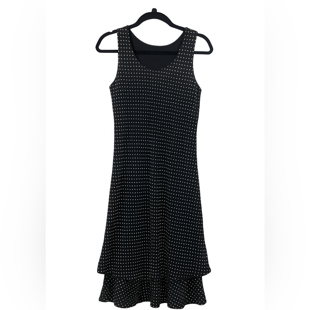 Jessica Howard Vintage Black W White Polka Dots Sleeveless Slip-on Dress Medium